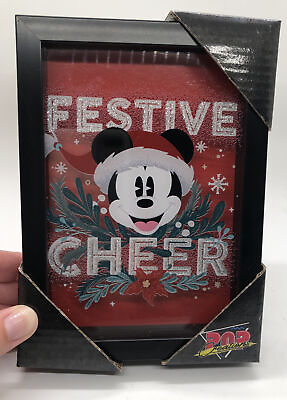 #ad Disney Pop Creations Mickey Mouse Printed Wood Red quot;Festive Cheerquot; Wall Decor $12.74