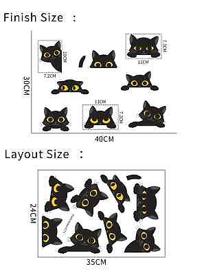 #ad 1set Black Cat Cat Switch Wall Sticker Decorative Wall Art Decal Creative Design $7.64