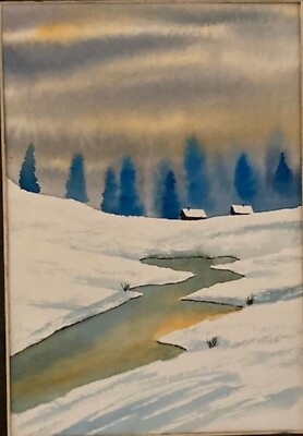 Original watercolor painting 5x7 original and signed Landscape $3.75