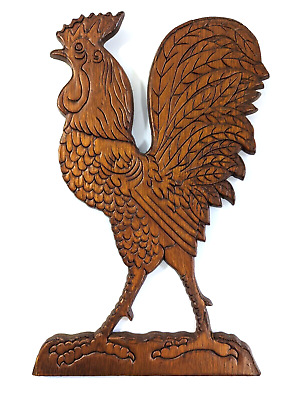 #ad Rooster Wall Hanging Pressed Wood 11quot; Vintage Folk Art Kitchen Decor $15.94