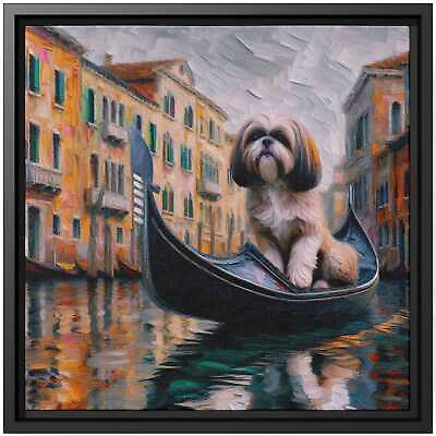 #ad #ad Wall Art Decor Canvas Print Painting Dog Shih Tzu Venetian Gondola Canal Boat $188.77