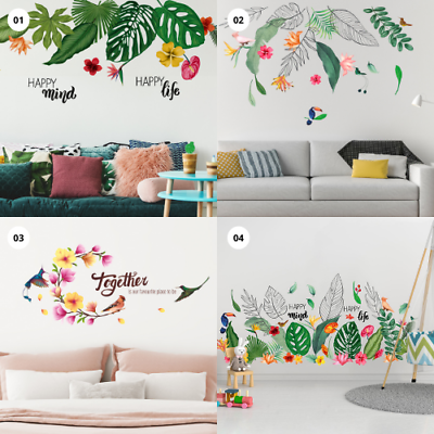 #ad #ad Summer Tropical Leaves Flowers Wall Stickers Decals Removable Home Decor DIY Art $19.95