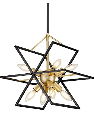 #ad ✨Modern Small Black and Gold Chandelier Industrial Metal Dining Room Pendant $84.99