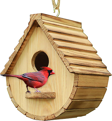 #ad Bird House for Outdoor Natural Wooden Hut Clearance Bluebird Finch Cardinals $34.98