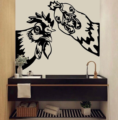 #ad Funny Creative Wall Decal Rooster Chicken Farm life Art Vinyl Sticker Kids Decor $14.99