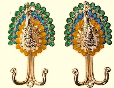 #ad #ad 2 Peacock Gold 3D Clothes coat hanger Hook Home Wall Decor metal sturdy NEW $42.11