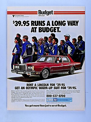#ad 1984 Lincoln Continental Vintage Budget Rent A Car Original Print Ad 8.5 x 11quot; $5.95