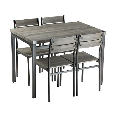 #ad #ad Zenvida Dining Table Set For 4 Rustic Grey 5 Piece Dinette Set Kitchen Table 4 $199.00