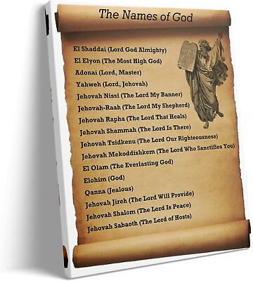 #ad Names Of God Framed Poster Old Testament Meanings Canvas Poster Christian Wall $15.99