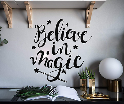 #ad Vinyl Wall Decal Inspiring Quote Believe in Magic Home Decor Stickers Mural 22.5 $35.99