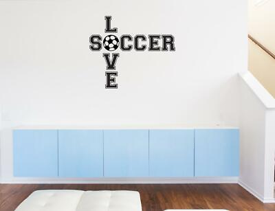 #ad LOVE SOCCER Wall Stickers Art Vinyl Decal Decor KIDS ROOM Man Cave 22quot;W X 18.8quot;H $13.87