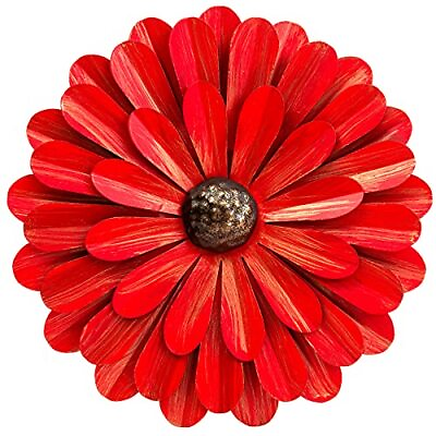 #ad Red Metal Flowers Wall Decor Metal Wall Art Decorations Hanging Indoor Outdoor $26.88