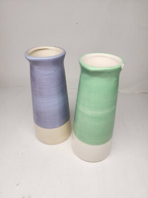 #ad 2 Pcs Ceramic Vase Green Purp Flower Vase for Modern Home Decor Living Room Read $17.79