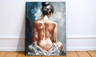 #ad Wall Art for Bathroom Bedroom Decor Abstract Nude Woman Black and Blue Framed Wa $50.99