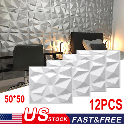 #ad 3D Wall Panels PVC 12 Tiles Textured Bricks Art Design DIY 19.7quot;x19.7quot; Wallpaper $47.04