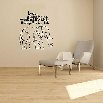 #ad Love Will Draw Elephant Quote Animal Wall Art Stickers for Kids Home Room Decals $10.00
