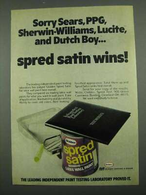 #ad 1974 Glidden Spread Satin Wall Paint Ad Sorry PPG $19.99