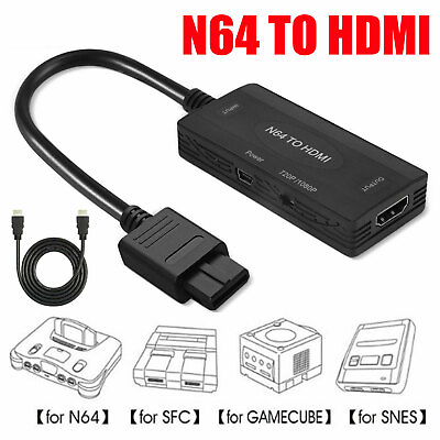 #ad N64 To HDMI Converter Adapter HD Cable for Nintendo 64 Gamecube Super NES SNES $14.27