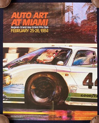 #ad #ad 1984 Jaguar XJR 5 IMSA Auto Art Miami Poster Regine#x27;s Grand Prix Club BERGANDI $235.00