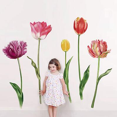 #ad 5 Large Tulip Flowers Wall Decals Garden Floral Wall Art Stickers Bedroom Liv... $23.73
