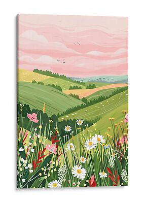 #ad Serene Meadow Flowers Landscape Canvas Print Nature Wall Art Decor $55.37