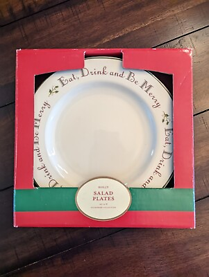 Target Home HOLLY EAT DRINK amp; BE MERRY 8.25quot; Salad Plate Set 4Pc Mint $78.00