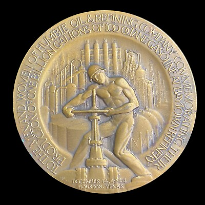 #ad Art Deco WWII Humble Oil amp; Refining Company 1944 Bronze Medal Medallic Art Co. $85.50