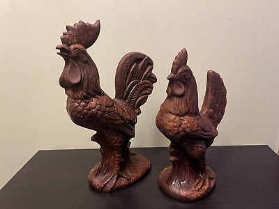 #ad Rooster Statue Decoration Two Brown Kitchen $30.00