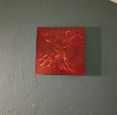 #ad Modern Abstract Metal Wall hanging red panel home decor bedroom bathroom decor $75.00
