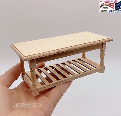 #ad 1 12 Dollhouse Miniature Kitchen Coffee Table Unfinished Furniture Unpainted Toy $10.52