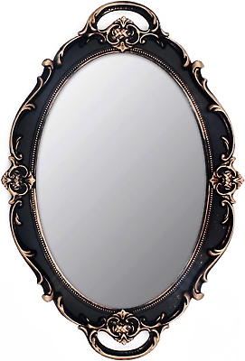 #ad Vintage Mirror Small Wall Mirror Hanging Mirror 14.5 X 10 Inchs Oval Bro $22.28