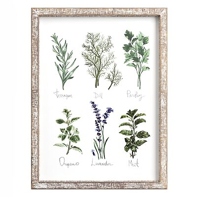 #ad Kitchen Herbs and Spices Wall Art Decor Botanical Print Sign Rustic Country F... $31.09