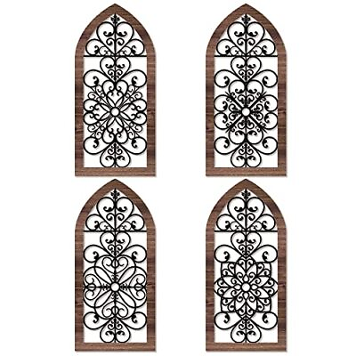 #ad Wall Art Decor Thicken Rustic Wooden Hollow Carved Office Kitchen Elegant 4 Pack $17.53