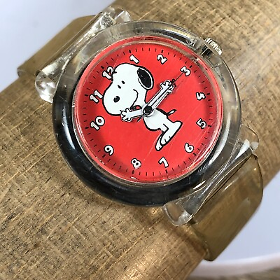 #ad Vintage Old Original Snoopy Armitron Acrylic Transparent Quartz Wristwatch RARE $19.95