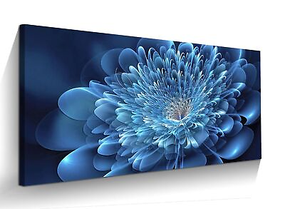 #ad Bathroom Wall Art Blue Canvas Flower for Modern Home Living Room Bedroom Offi... $86.78