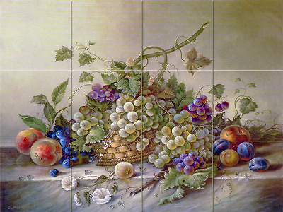 #ad Mural Ceramic Grape Decor Backsplash Bath Tile #78 $157.50