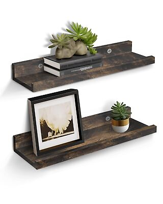 #ad 2 Pack 16 Inch Wooden Floating Shelves for Wall Living Room Bedroom Decor $28.93