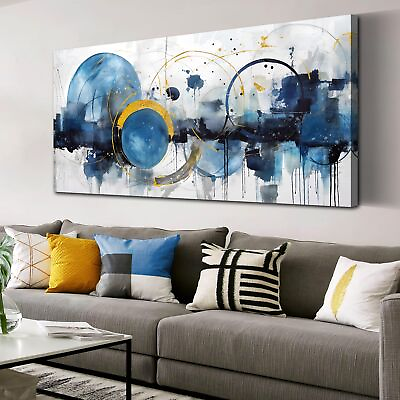 #ad #ad Abstract Canvas Wall Art Blue Home Office Wall Decor Modern Wall Art for ... $124.53
