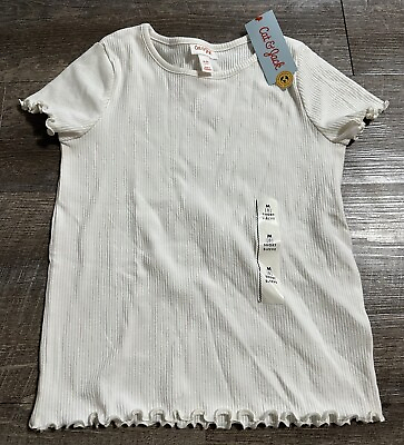 #ad Target Art Class Beautiful Ribbed White Basic Tee Shirt Size Medium M 8 New $8.95