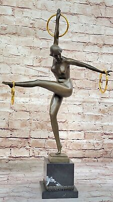 #ad Art Deco Handcrafted Detailed Juggler Sport Lady Bronze Sculpture Statue Figurin $174.50