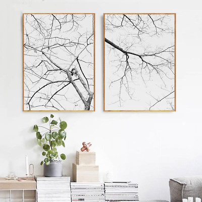 #ad Tree Branch Canvas Poster Minimalist Abstract Wall Art Print Modern Home Decor $8.09