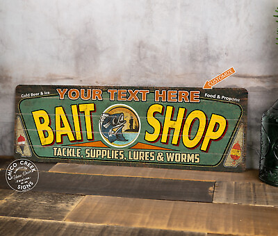 Personalized Bait Shop Sign Rustic Decor Vintage Fishing Tackle 106182002002 $26.95