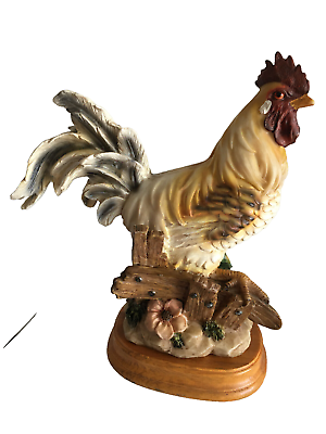 #ad Rooster Hand Painted Resin White Western Country Farmhouse Decor Figurine 7.5quot; $14.45