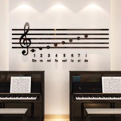 #ad Acrylic Wall Stickers 3D Piano Note Art Durable Waterproof Classroom Decoration $119.99