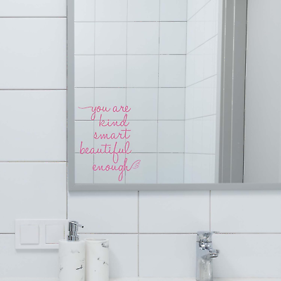 #ad Affirmation Stickers You Are Kind Smart Beautiful Enough Mirror Wall Decor for $11.73