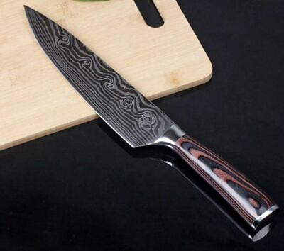 #ad #ad Stainless Steel 8quot; Professional Chef Knife Damascus Pattern Japanese New $15.95