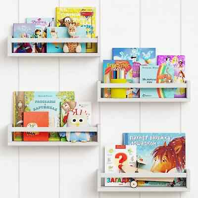 #ad #ad Floating Nursery Book Shelves Set of 4 White Wall for Kids Baby Office NIB $19.99