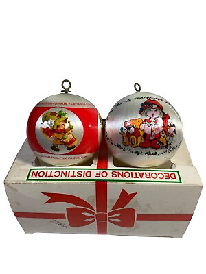 #ad Vintage Decorations of Distinction 2 Christmas Ornaments 3quot; Satin Balls In Box $9.47