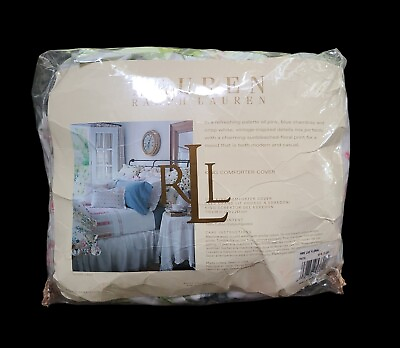 #ad NOS Ralph Lauren Home Lake Floral Ruffled Pastel Shabby King Comforter Cover $699.98