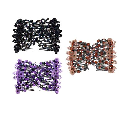#ad 3pcs Magic Beads Elastic Double Hair Comb Clip Stretchy Hair Combs Clips Fash $14.54